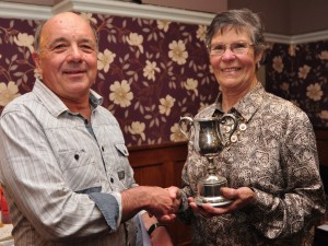 John Thompson with Freda Randall and his 50-mile scratch vet trophy. You have to be in it to win it!