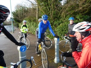 Riders arrive for the club run